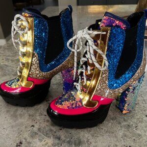 Cape Robbin Sequined Pride Ankle Boots 7.5 NEW!